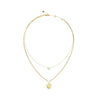 Guess Wild Flower Gold Floral Double Chain Necklace For Women JUBN05507JWYGT/U