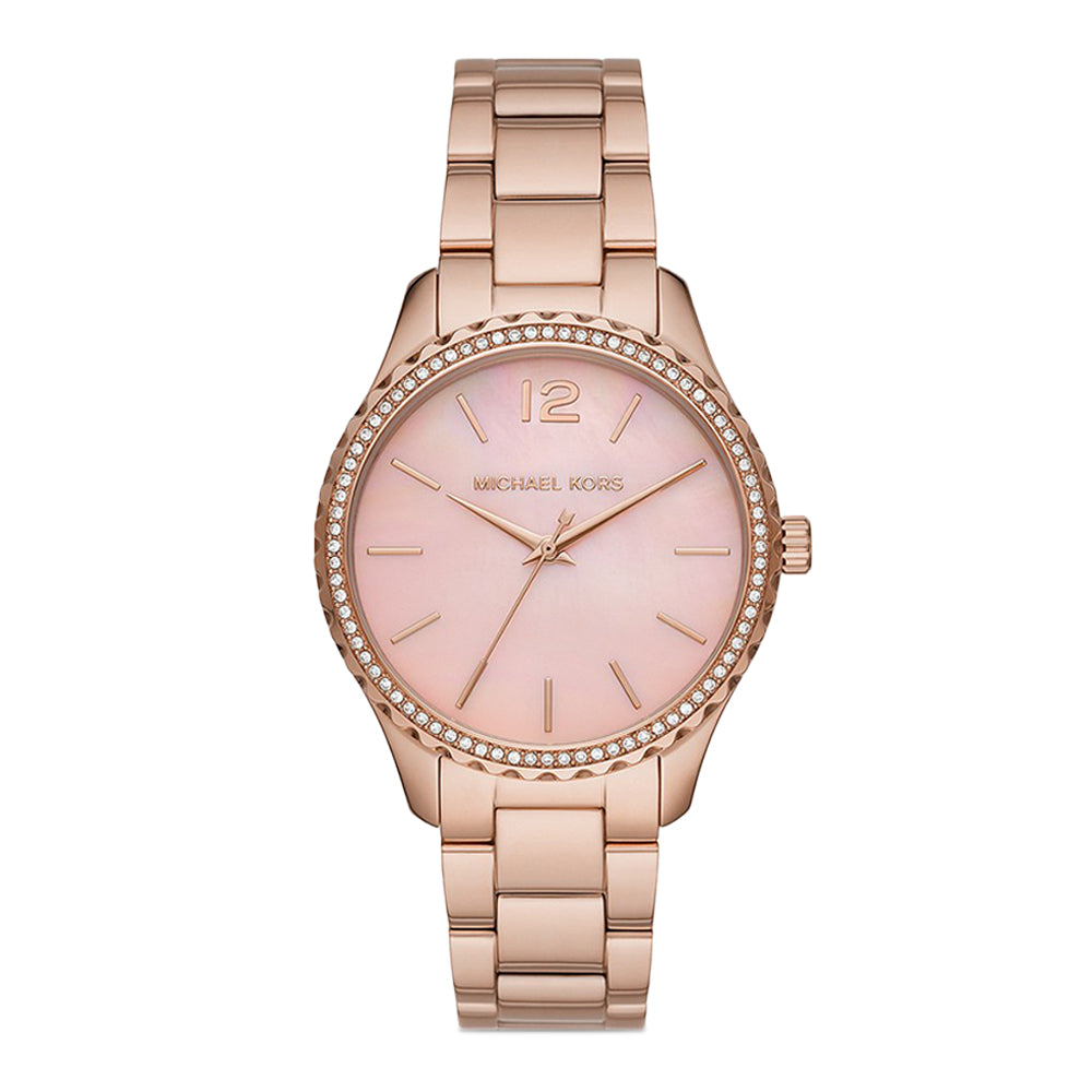 Michael Kors Layton Three-Hand Rose Gold-Tone Stainless Steel Watch