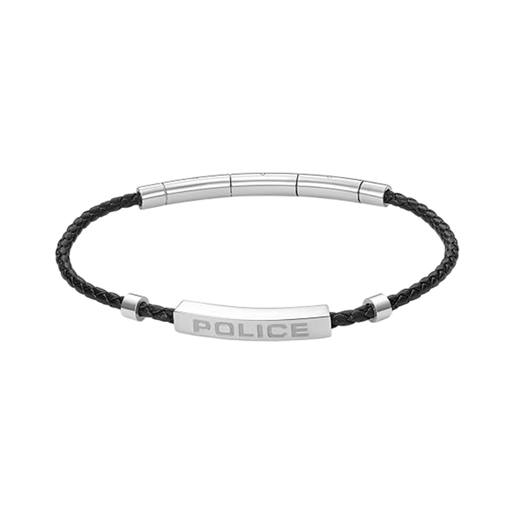 Police Mens Black Leather Bracelet PEAGB0040602 - image 2