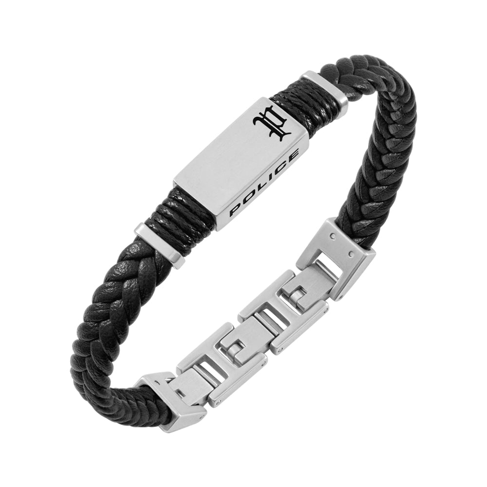 Police Ridgecord Black Leather Men's Bracelet PEAGB0079503