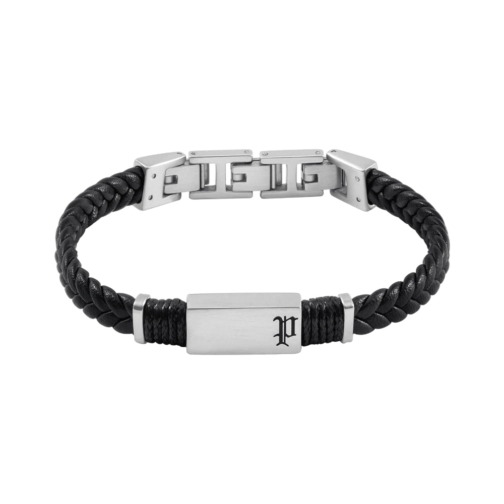 Police Ridgecord Black Leather Men's Bracelet PEAGB0079503 - Image 2
