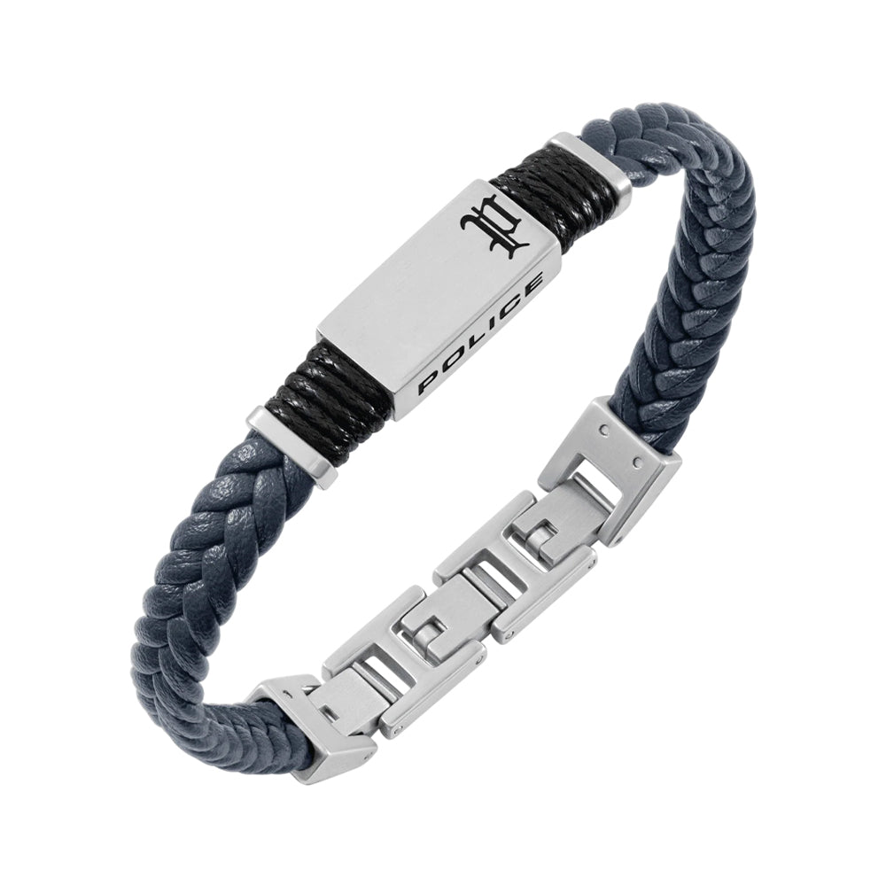 Police Ridgecord Blue Leather Men's Bracelet PEAGB0079501