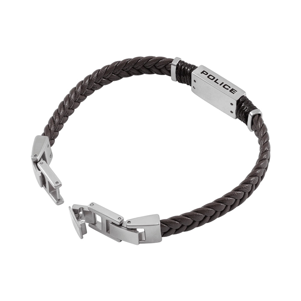 Police Ridgecord Brown Braided Leather Bracelet PEAGB0079502 - image 3