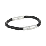 Police Round Up Black Leather Bracelet for Men P PJ 25892BLB/01A