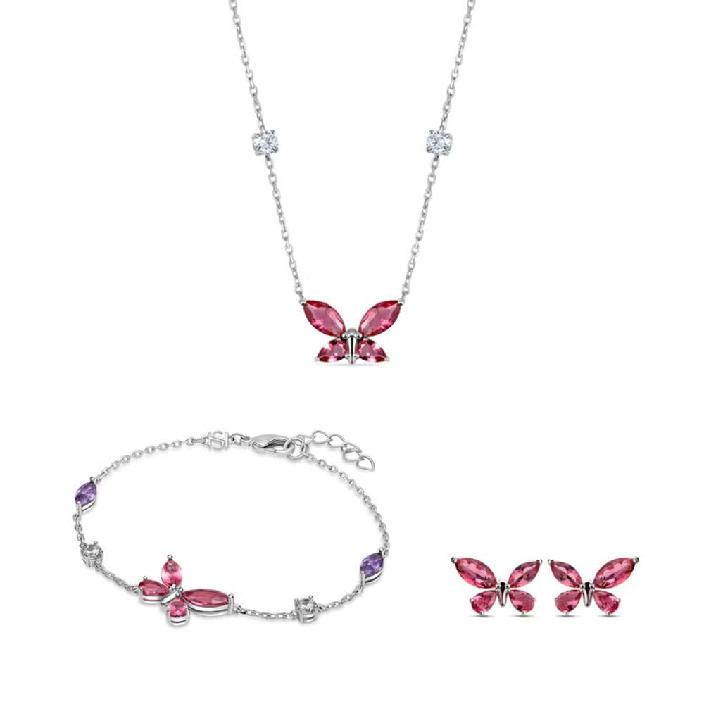 Saint Honore Gala Butterfly Rose Gold Crystal Womens Jewelry Set CL92 2R SET OF 3