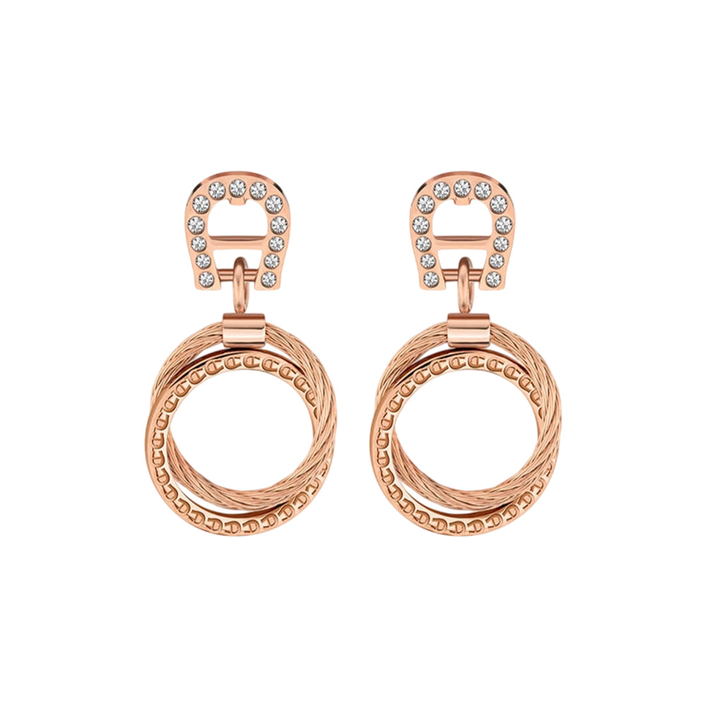 Aigner Circular Drop Rose Gold Earrings ARJLE2101904