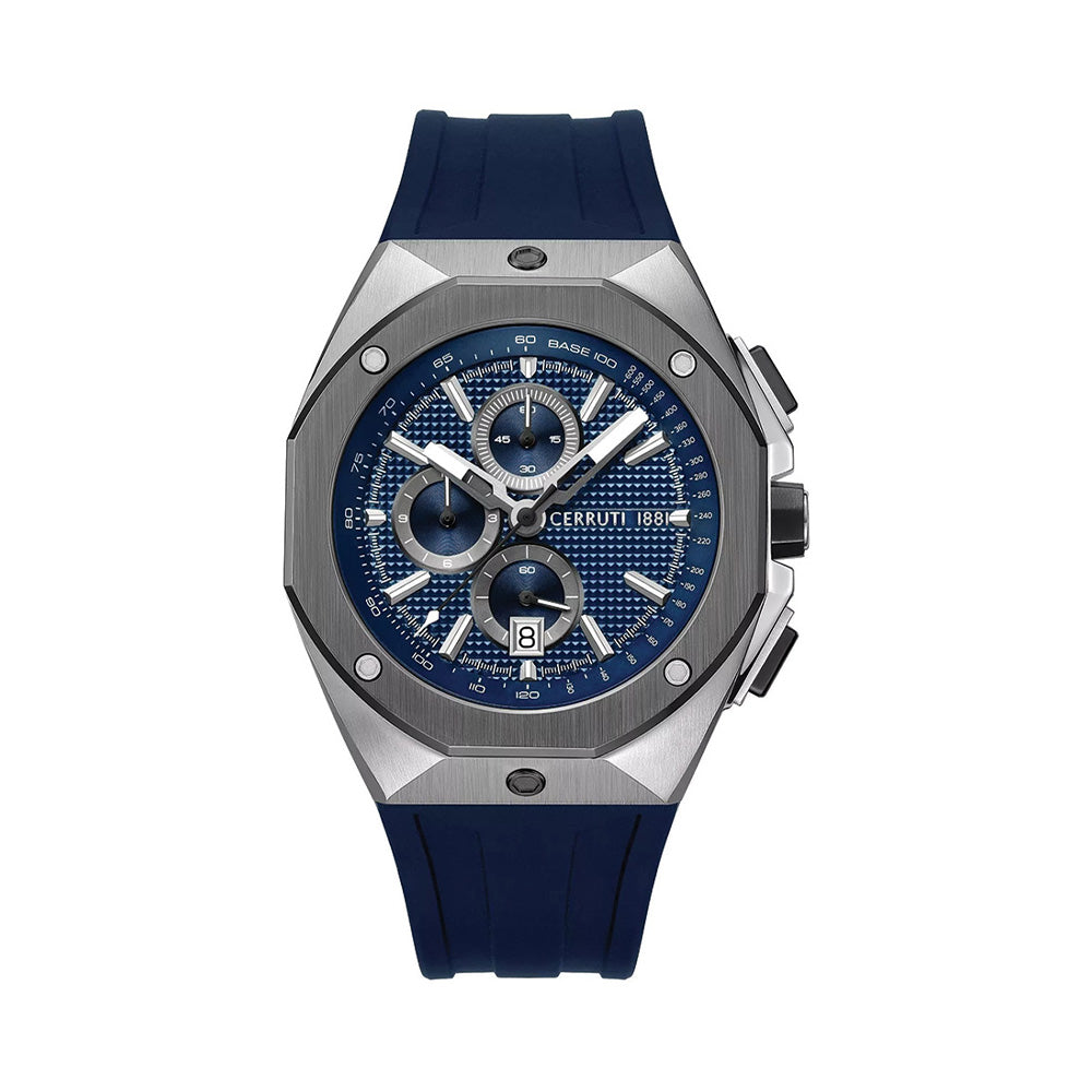 Cerruti 1881 Arezzo Chronograph Blue Dial Green Silicone Strap Men'S Watch CIWGO0073202