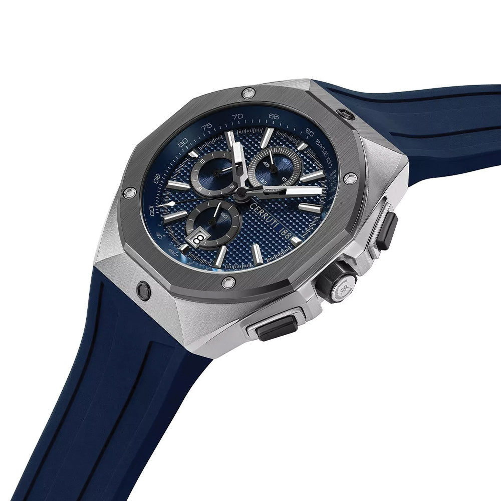 Cerruti 1881 Arezzo Chronograph Blue Dial Green Silicone Strap Men'S Watch CIWGO0073202 - image 2