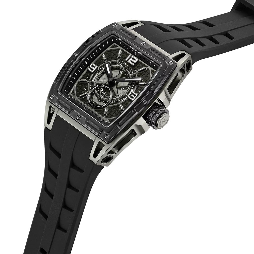 Cerruti 1881 Belluno Black Dial Silicone Strap Tonneau Watch For Men CIWGQ0073702 - image 2