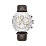 Cerruti 1881 Dervio Chronograph Silver Dial Brown Leather Strap Men'S Watch CIWGC0073302