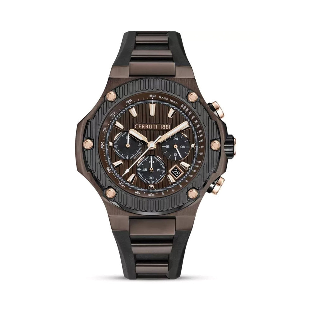 Cerruti 1881 Lucardo Black Dial Silicone Strap Men'S Watch CIWGO0050602
