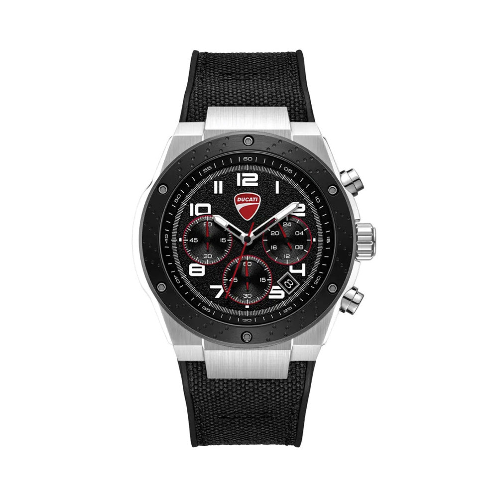 Ducati Black Dial Silicone Nylon Strap Watch For Men DTWGO0002501
