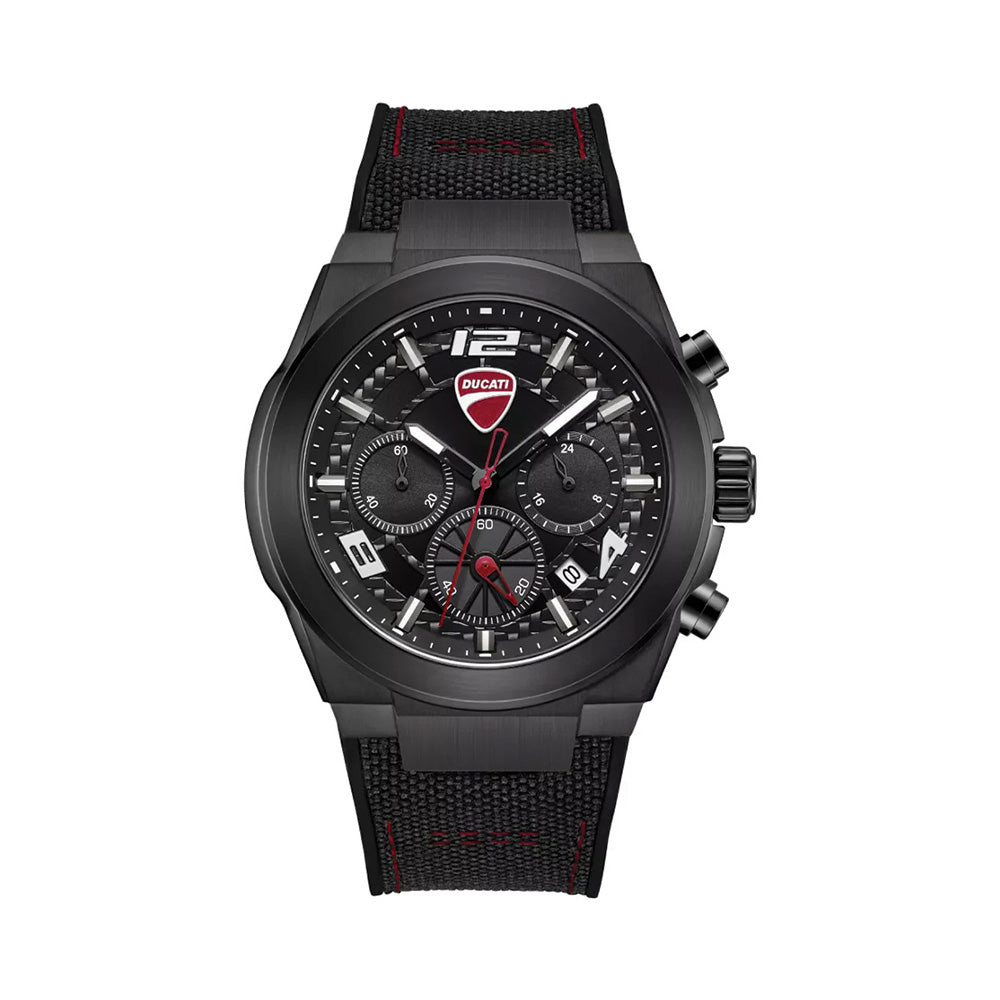 Ducati Chronograph Black Transparent Dial Silicone Strap Watch For Men DTWGC0002003