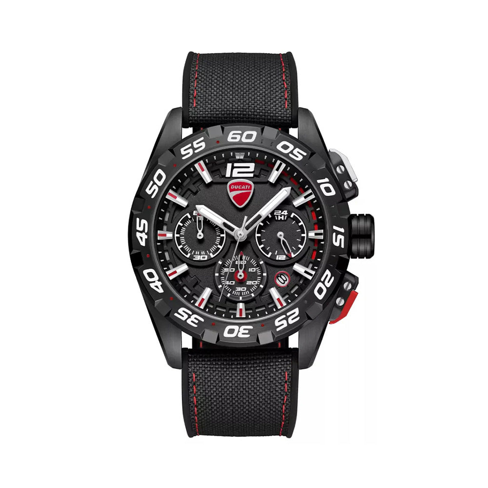 Ducati Corse Chronograph Black Dial Silicone Nylon Strap Watch For Men DTWGO0001801