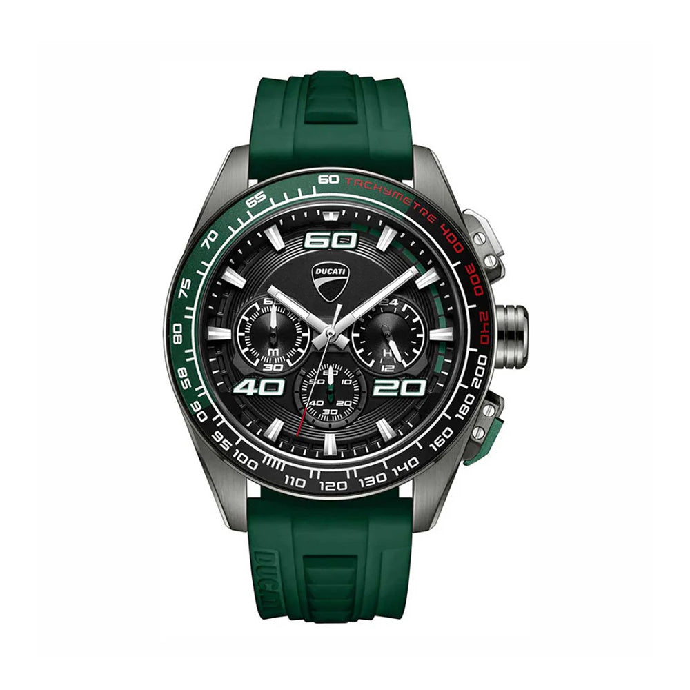 Ducati Corse Chronograph Green Dial Silicone Strap Watch For Men DTWGO0001704