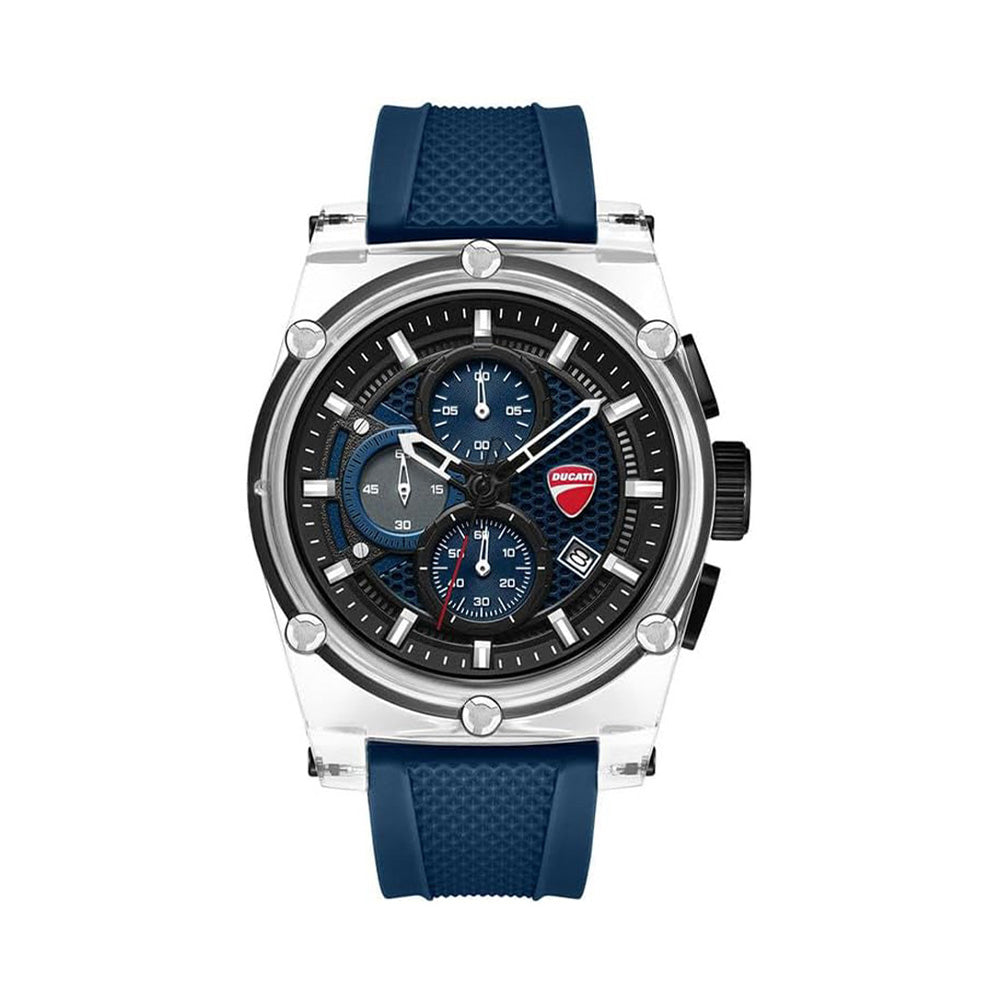 Ducati Dt010 Chronograph Blue Dial Silicone Strap Watch For Men DTWGO0001602