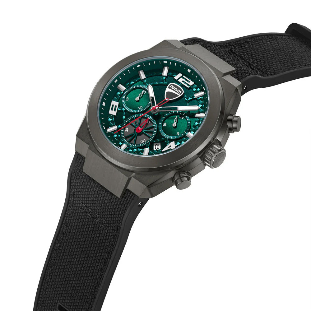 Ducati Dt012 Chronograph Gunmetal Red Dial Silicone Nylon Strap Watch For Men DTWGO0001803 - image 2