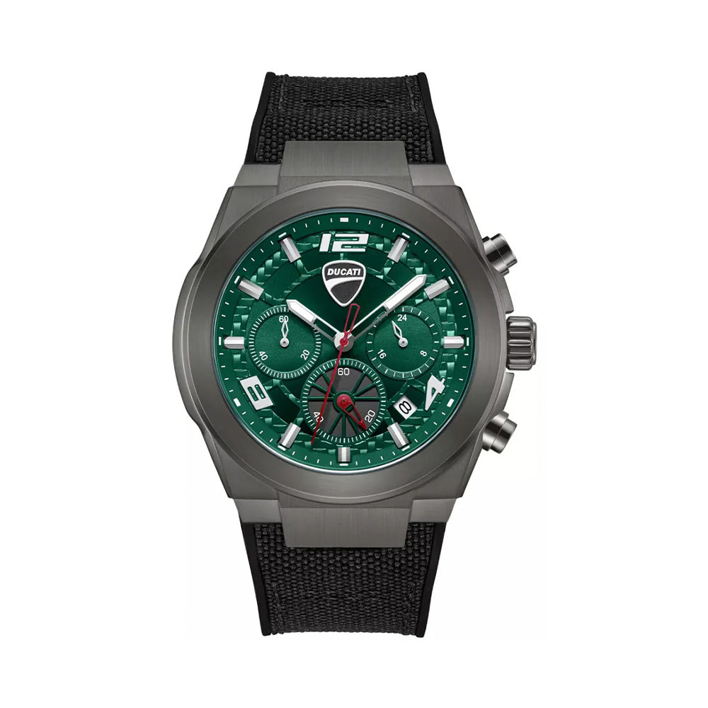 Ducati Green Dial Black Silicone Chronograph Mens Watch DTWGC0002001