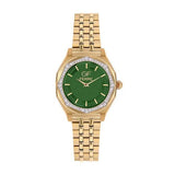 GF Ferre Women's Green Dial Gold Plated Zircon Watch GFGPGN8064LZ