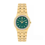 GF Ferre Women's Green Dial Gold Plated Zircon Watch GFGPN8067LZ
