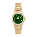 GF Ferre Women's Green Dial Gold Plated Zircon Watch GFGPN8070LEZ