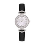 GF Ferre Women's Mother of Pearl Dial Silver Watch Black Leather Strap GFSS899LZ