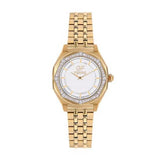 GF Ferre Women's White Dial Gold Plated Zircon Watch GFGP8064LZ