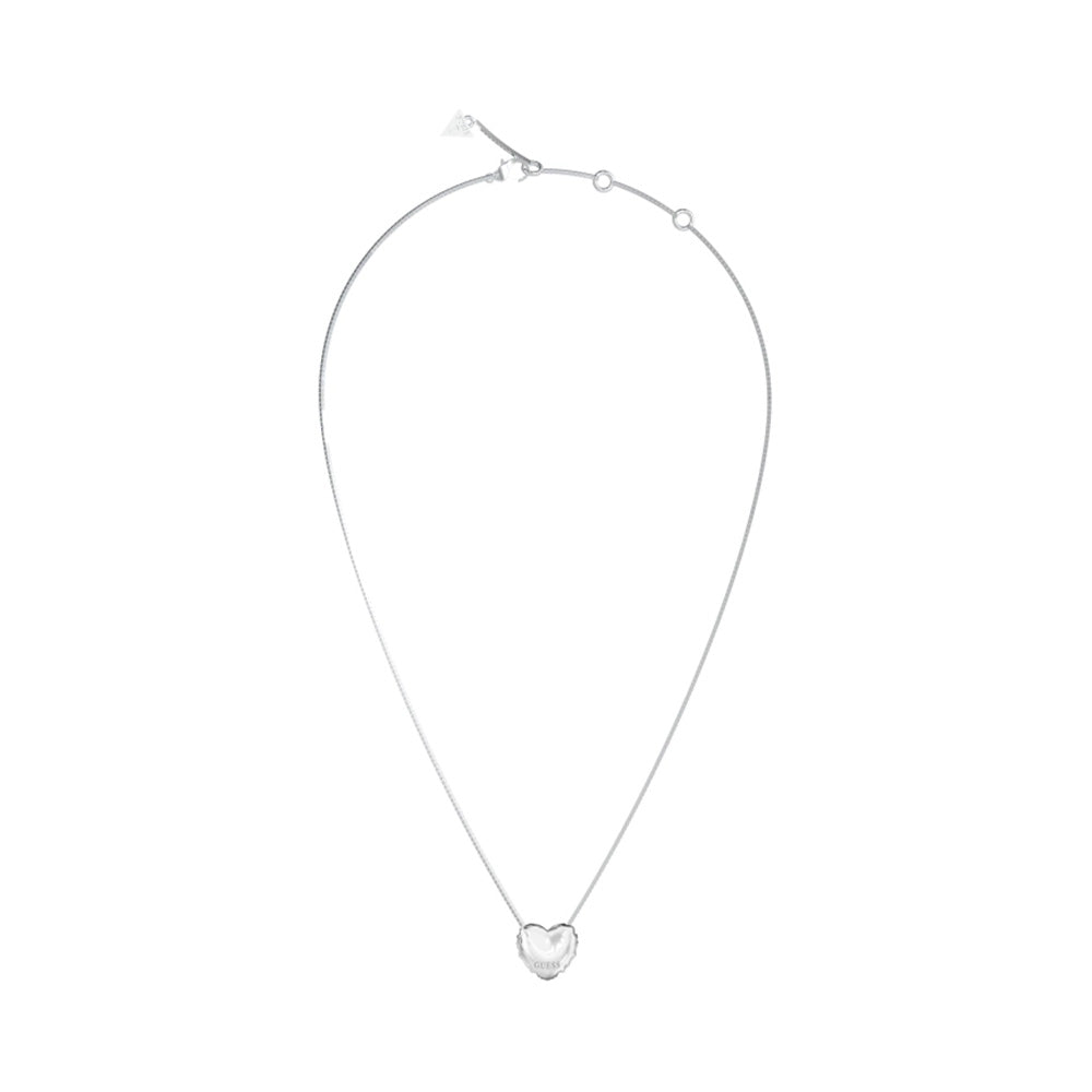 Guess Iconique Silver Heart Logo Necklace For Women JUBN05541JWRHT/U