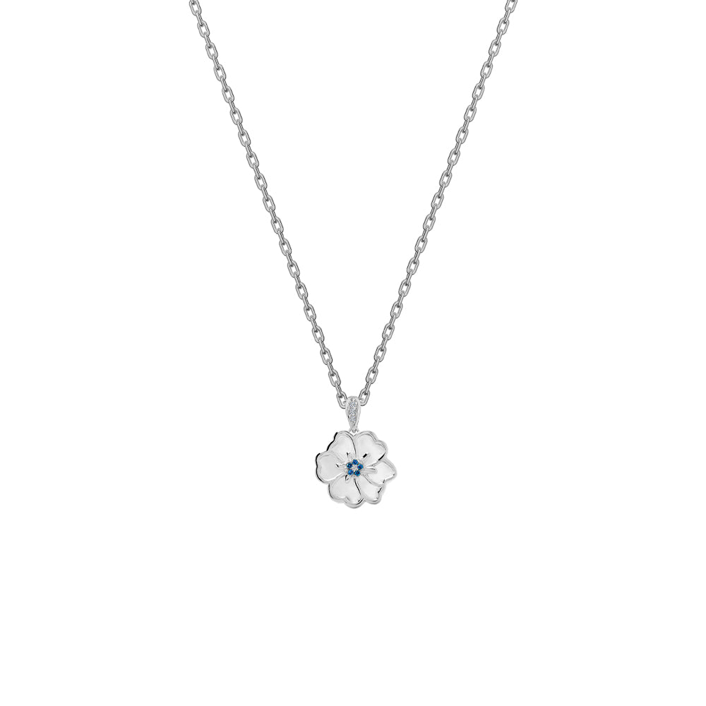 Juvenis Flower Design Pendant JLJ-CG21P0407S-BLU-SS-PND
