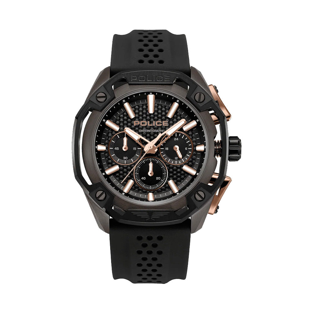 Police Centurian Black Dial Silicone Strap Mens Watch PEWGQ0093201