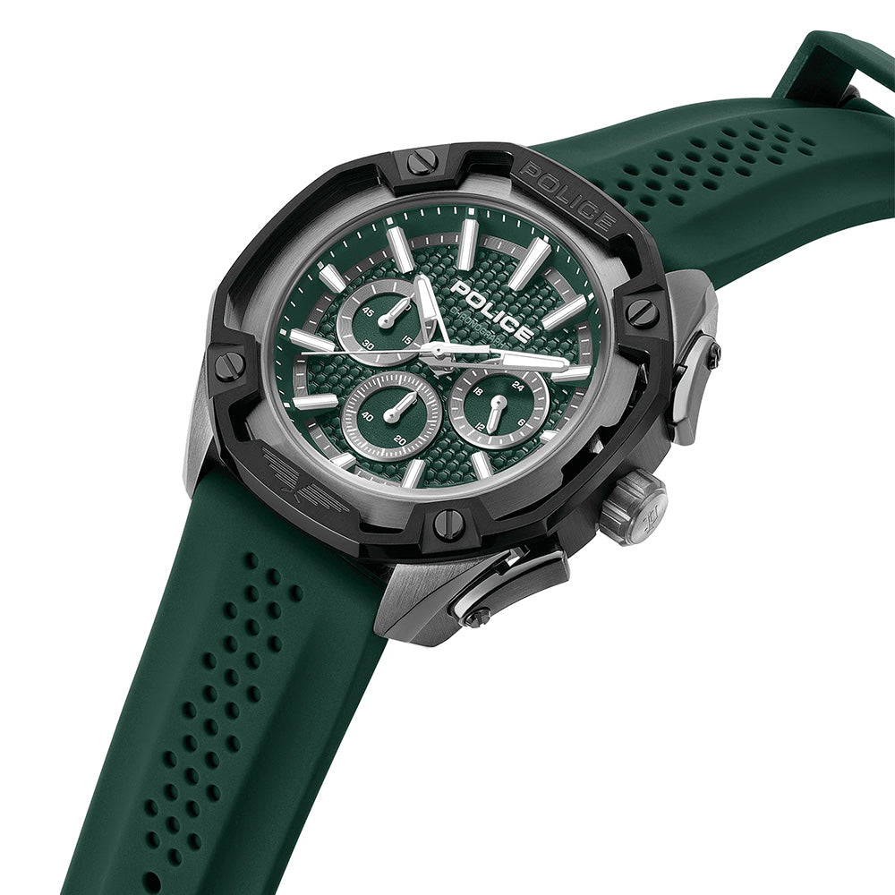 Police Centurian Green Charcoal Dial Green Silicone Strap Mens Watch PEWGQ0093202 - image 2