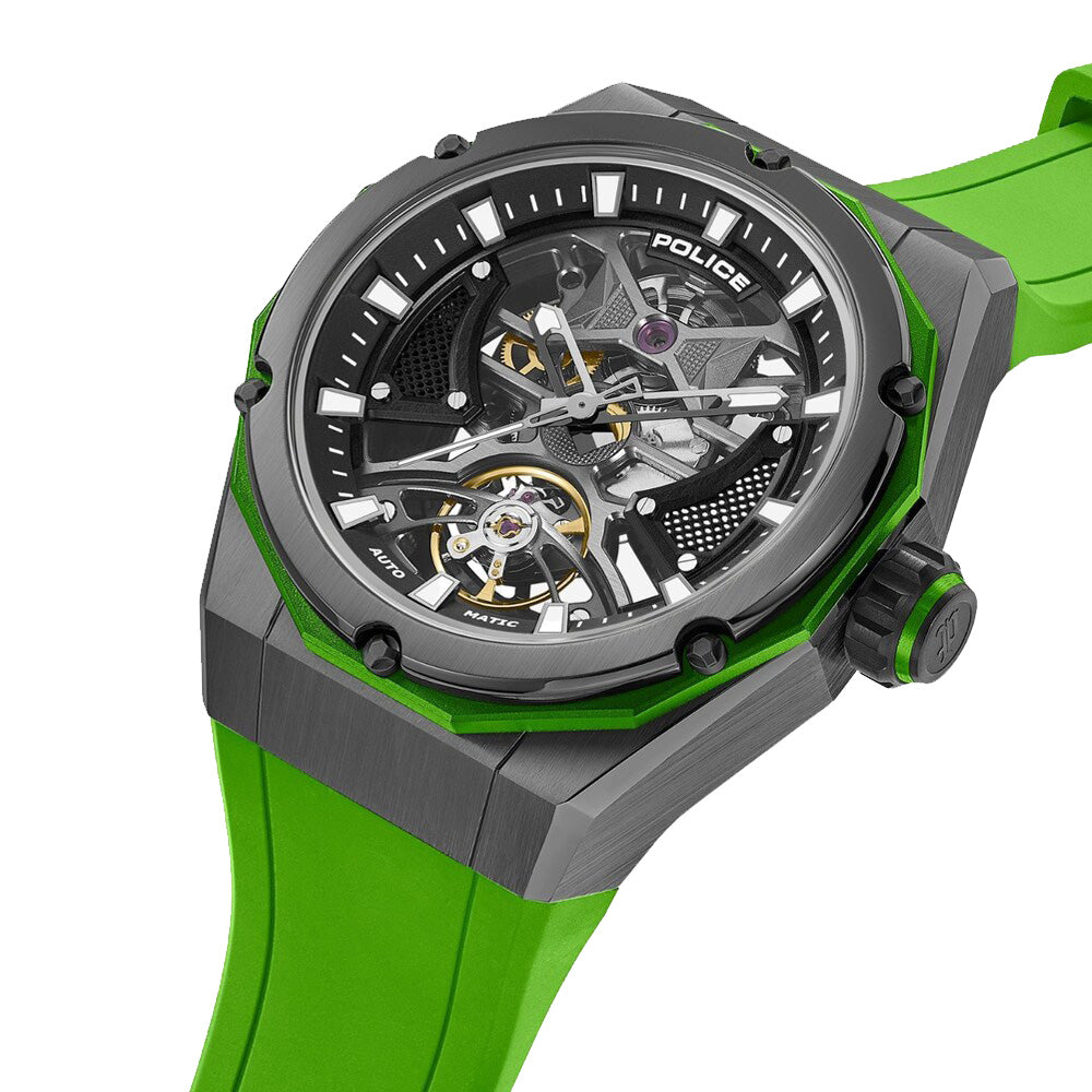 Police Dayton Black Dial Green Rubber Strap Mens Watch PEWGR0082303 - image 2