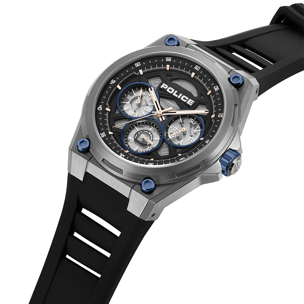 Police Dominion Black Dial Blue Silicone Strap Mens Watch PEWGQ0093803 - image 2
