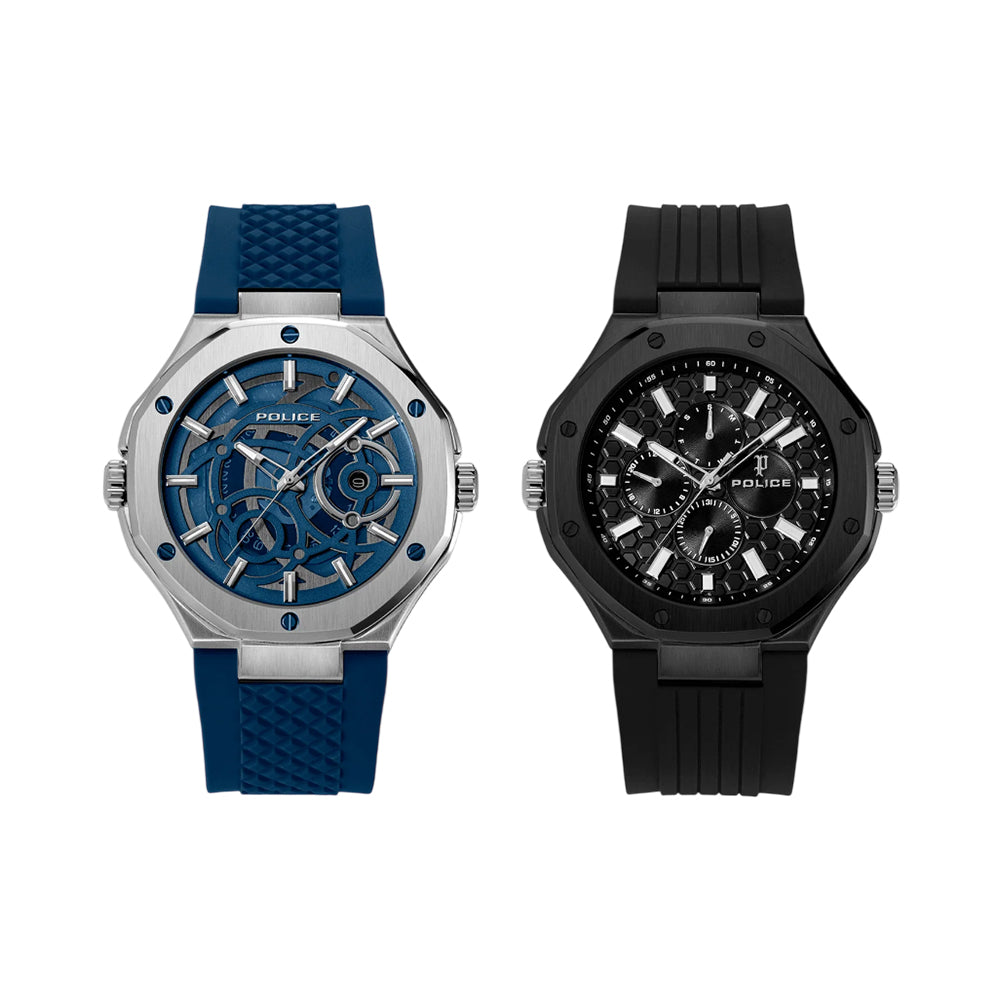 Police Dual Black and Navy Silicone Men Watch - PEWGQ0081903