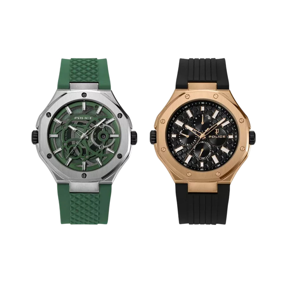 Police Dual Reversible Green and Black Silicone Men Watch - PEWGQ0081902