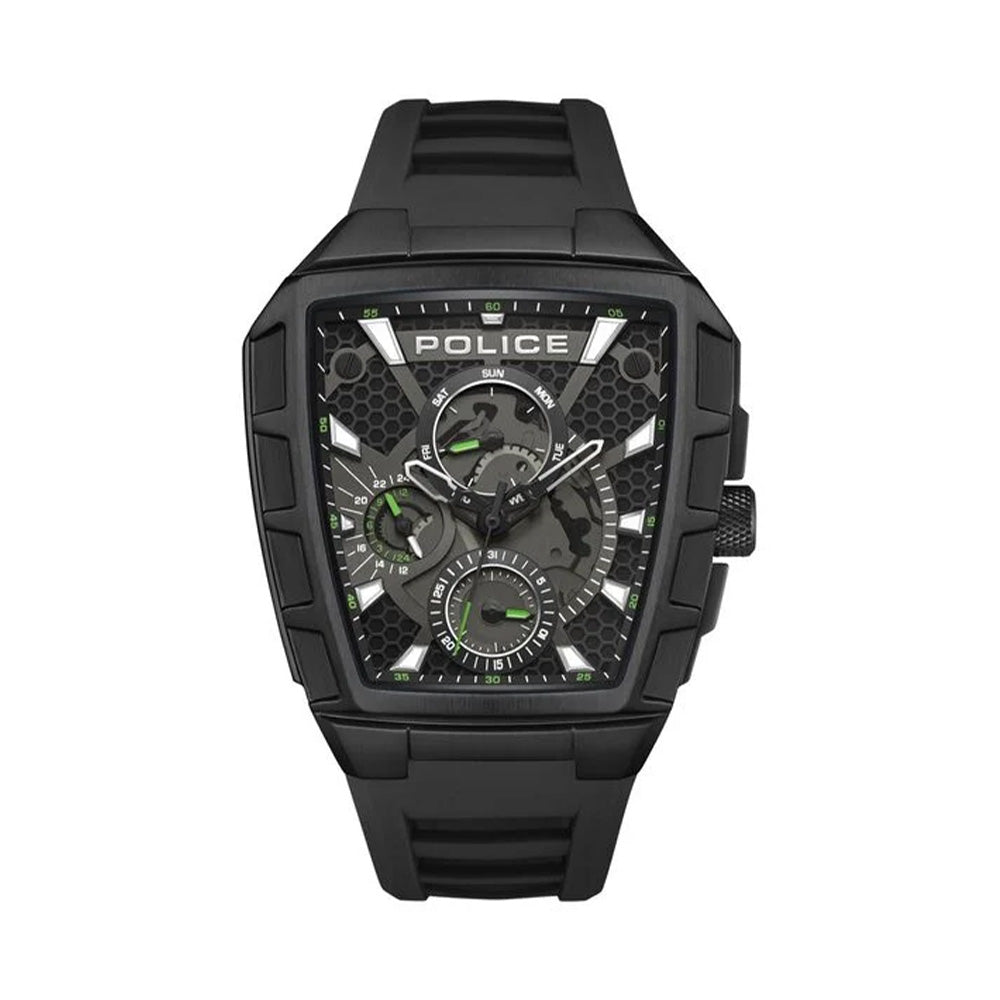 Police Multifunction Black Dial Black Silicone Strap Mens Watch PEWGQ0056801