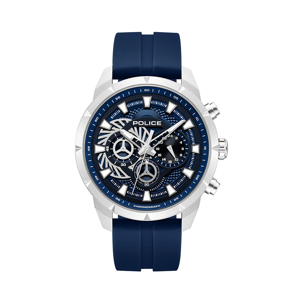 Police Neist Chronograph Blue Dial Silicone Strap Mens Watch PEWGQ0092702