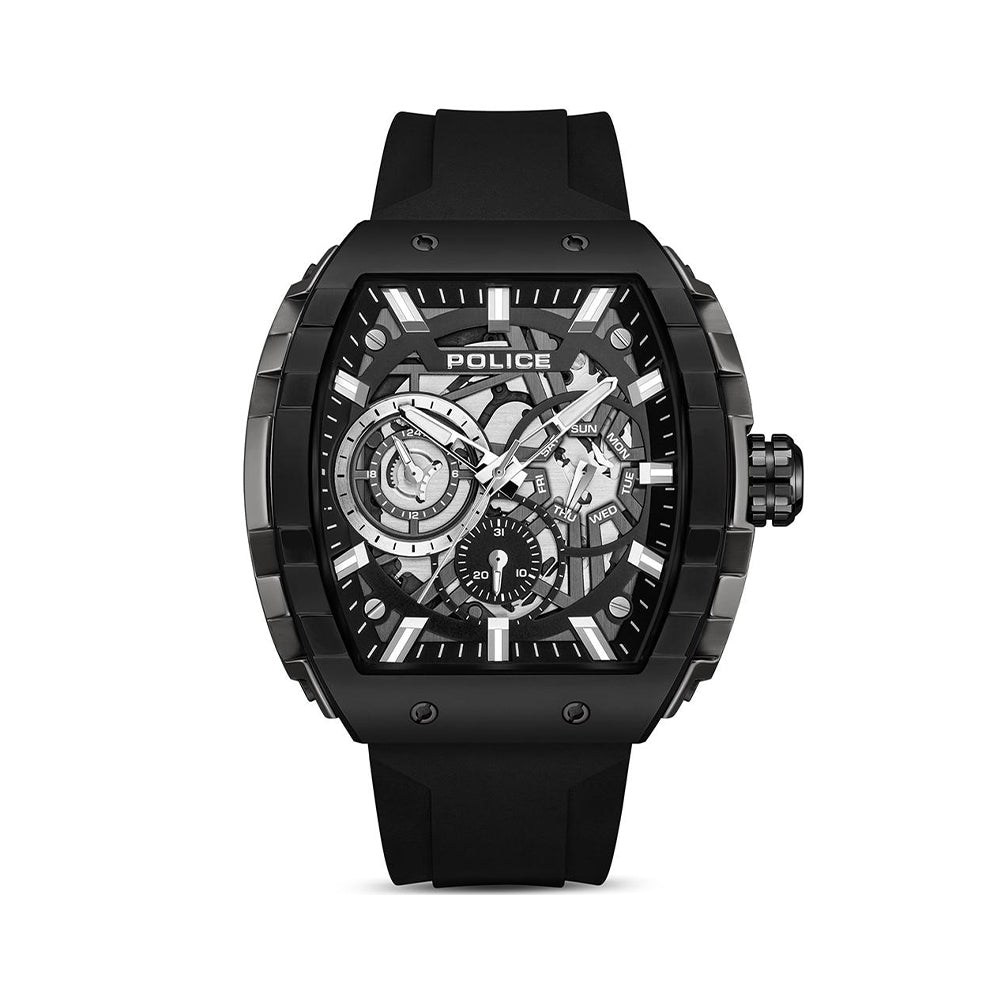 Police Ss25 Black Dial Silicone Strap Mens Watch PLPEWGQ0063001