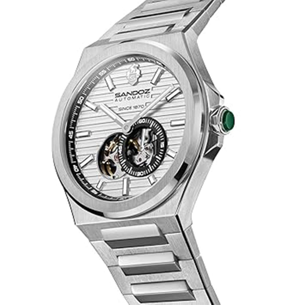Sandoz Chanet Automatic Open Heart Silver Dial Stainless Steel Watch For Men SZWGL0000811 - image 2